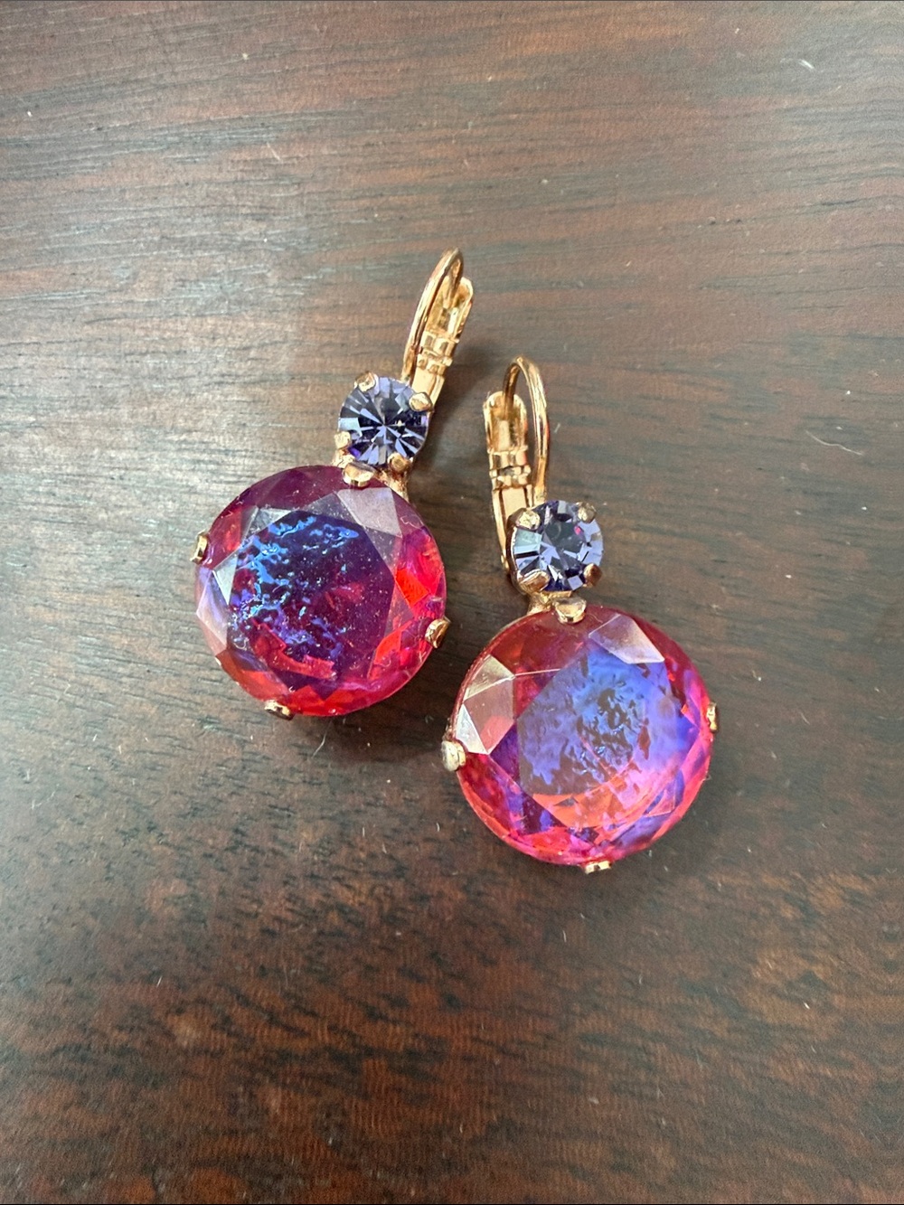 Mariana Jewelry Rose Gold Large Pink Purple Glitter Crystal Drop Earrings